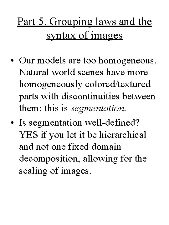 Part 5. Grouping laws and the syntax of images • Our models are too
