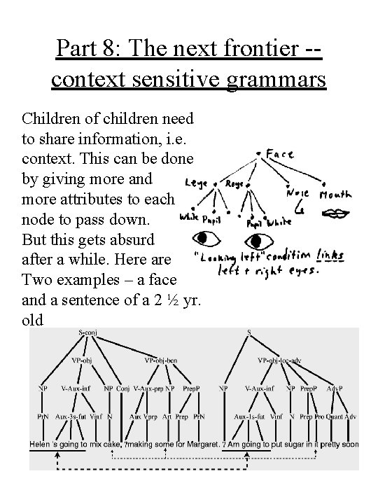 Part 8: The next frontier -context sensitive grammars Children of children need to share