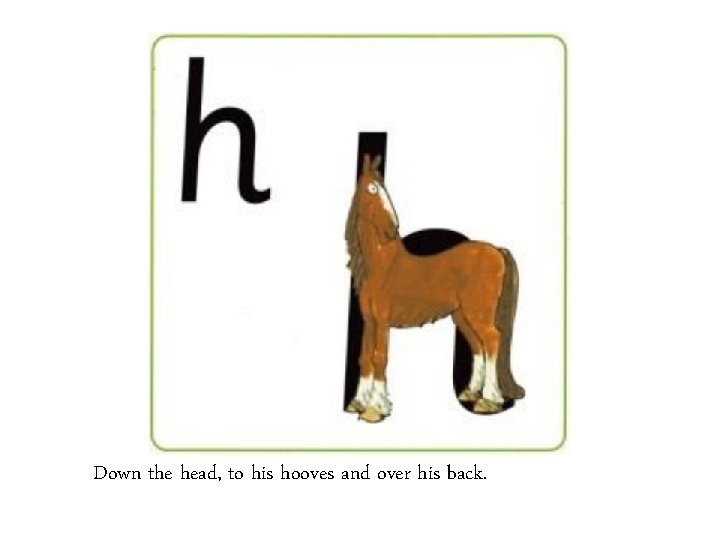 Down the head, to his hooves and over his back. 