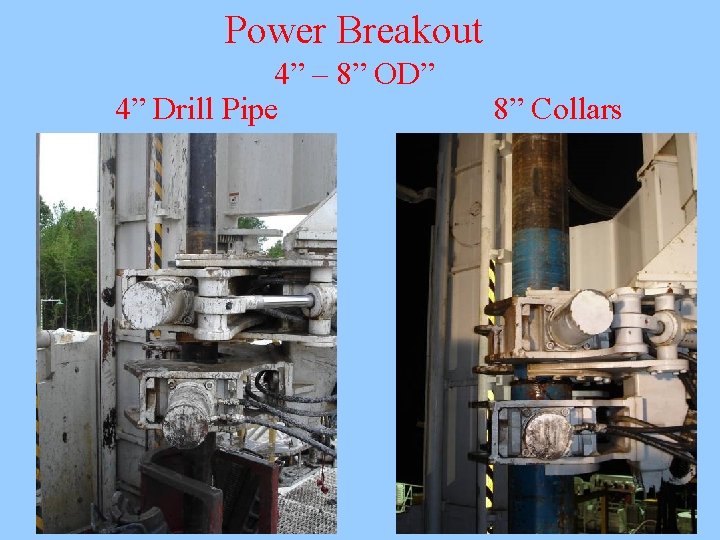 Power Breakout 4” – 8” OD” 4” Drill Pipe 8” Collars 