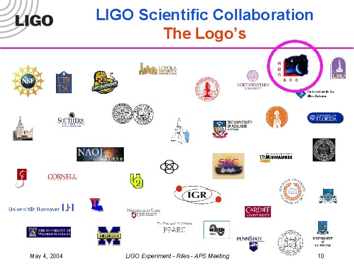 LIGO Scientific Collaboration The Logo’s May 4, 2004 LIGO Experiment - Riles - APS