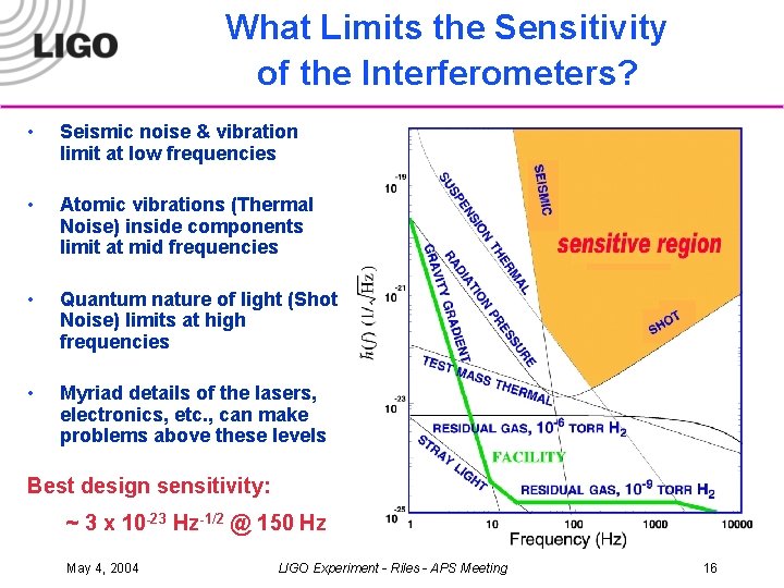 What Limits the Sensitivity of the Interferometers? • Seismic noise & vibration limit at