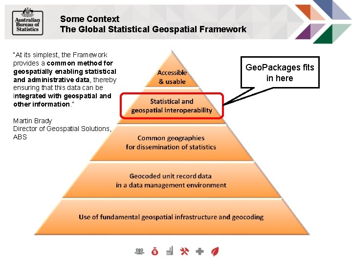 Some Context The Global Statistical Geospatial Framework “At its simplest, the Framework provides a