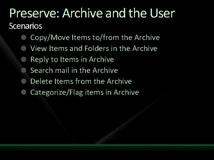 Preserve: Archive and the User Scenarios Copy/Move Items to/from the Archive View Items and