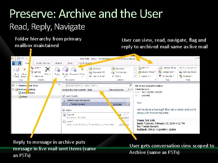 Preserve: Archive and the User Read, Reply, Navigate Folder hierarchy from primary mailbox maintained