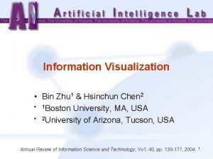 Information Visualization Bin Zhu 1 Hsinchun Chen 2
