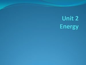 Energy in our daily lives