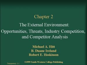 Chapter 2 The External Environment Opportunities Threats Industry