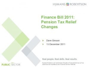 Finance Bill 2011 Pension Tax Relief Changes Dave