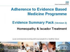 Adherence to Evidence Based Medicine Programme Evidence Summary