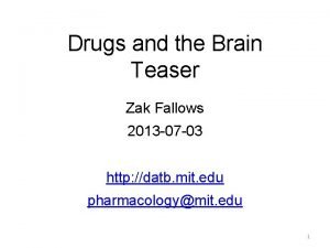 Drugs and the Brain Teaser Zak Fallows 2013
