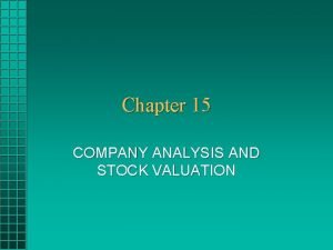 Company analysis and stock valuation