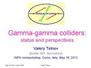 Gammagamma colliders status and perspectives Valery Telnov Budker
