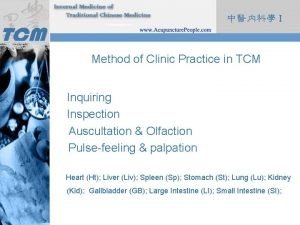 Method of Clinic Practice in TCM Inquiring Inspection