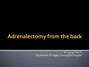 Adrenalectomy from the back Dr Leung Yuen Ki