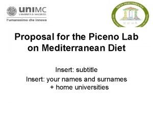 Proposal for the Piceno Lab on Mediterranean Diet