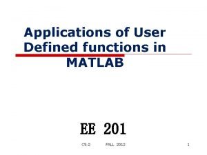 User defined function matlab