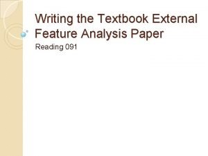 External features of textbook