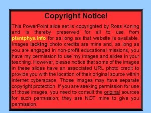 Copyright Notice This Power Point slide set is