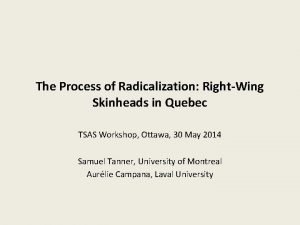 The Process of Radicalization RightWing Skinheads in Quebec