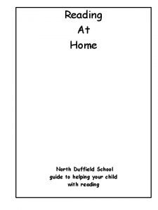 Reading At Home North Duffield School guide to