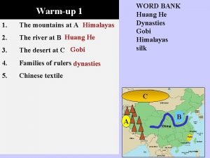 WORD BANK Huang He Dynasties Gobi Himalayas silk