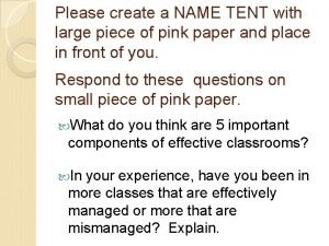 Student name tent