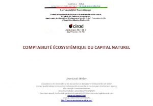 COMPTABILIT COSYSTMIQUE DU CAPITAL NATUREL JeanLouis Weber Consultant
