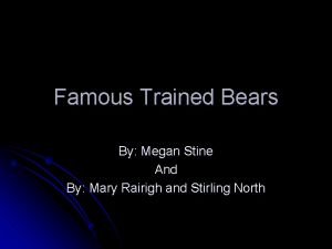 Famous Trained Bears By Megan Stine And By