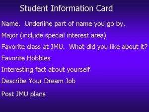 Student Information Card Name Underline part of name