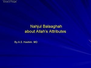 Allahs Attributes Schools of Thought Nahjul Balaaghah about