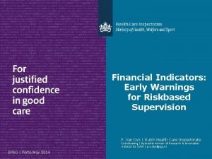 Financial Indicators Early Warnings for Riskbased Supervision P