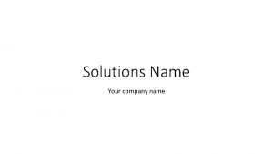 Solutions company name