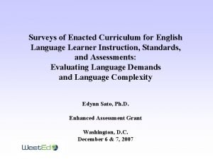 Surveys of Enacted Curriculum for English Language Learner