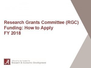 Research Grants Committee RGC Funding How to Apply