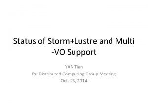 Status of StormLustre and Multi VO Support YAN