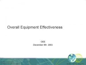 Overall Equipment Effectiveness OEE December 8 th 2003