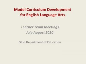 Ohio model curriculum ela