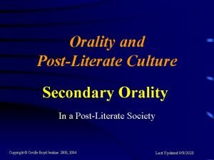 Secondary orality example