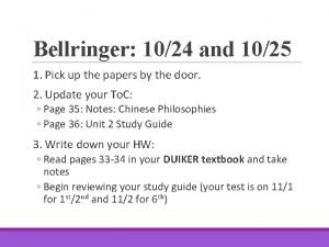 Bellringer 1024 and 1025 1 Pick up the