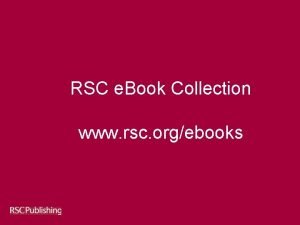 RSC e Book Collection www rsc orgebooks RSC