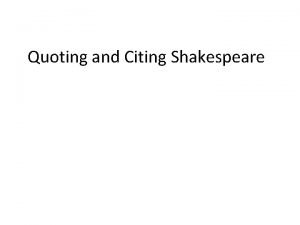 Citing shakespeare plays
