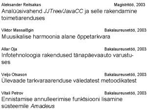 Aleksander Reitsakas Magistrit 2003 Analsivahend JJTreeJava CC ja