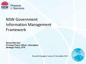 Nsw information management framework