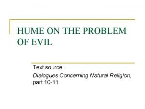 David hume problem of evil