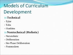 Models of curriculum design