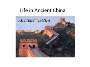 Ancient china family life