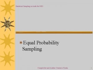 Statistical Sampling in Audit for NSO Equal Probability