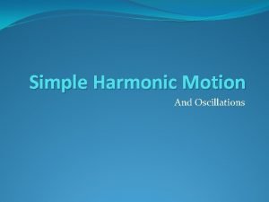 Simple Harmonic Motion And Oscillations Objectives Oscillations Typical