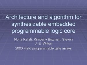 Architecture and algorithm for synthesizable embedded programmable logic